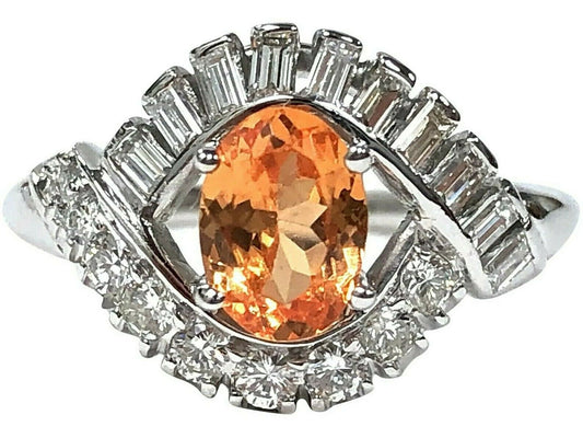Spessartine & Diamond Ring in Platinum