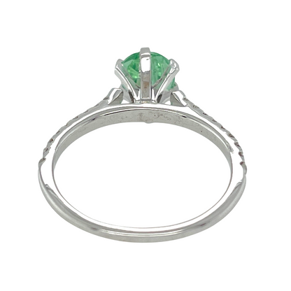 IGI 1.24 ct. Neon Green Paraiba Tourmaline & Diamond Ring in 14K White Gold