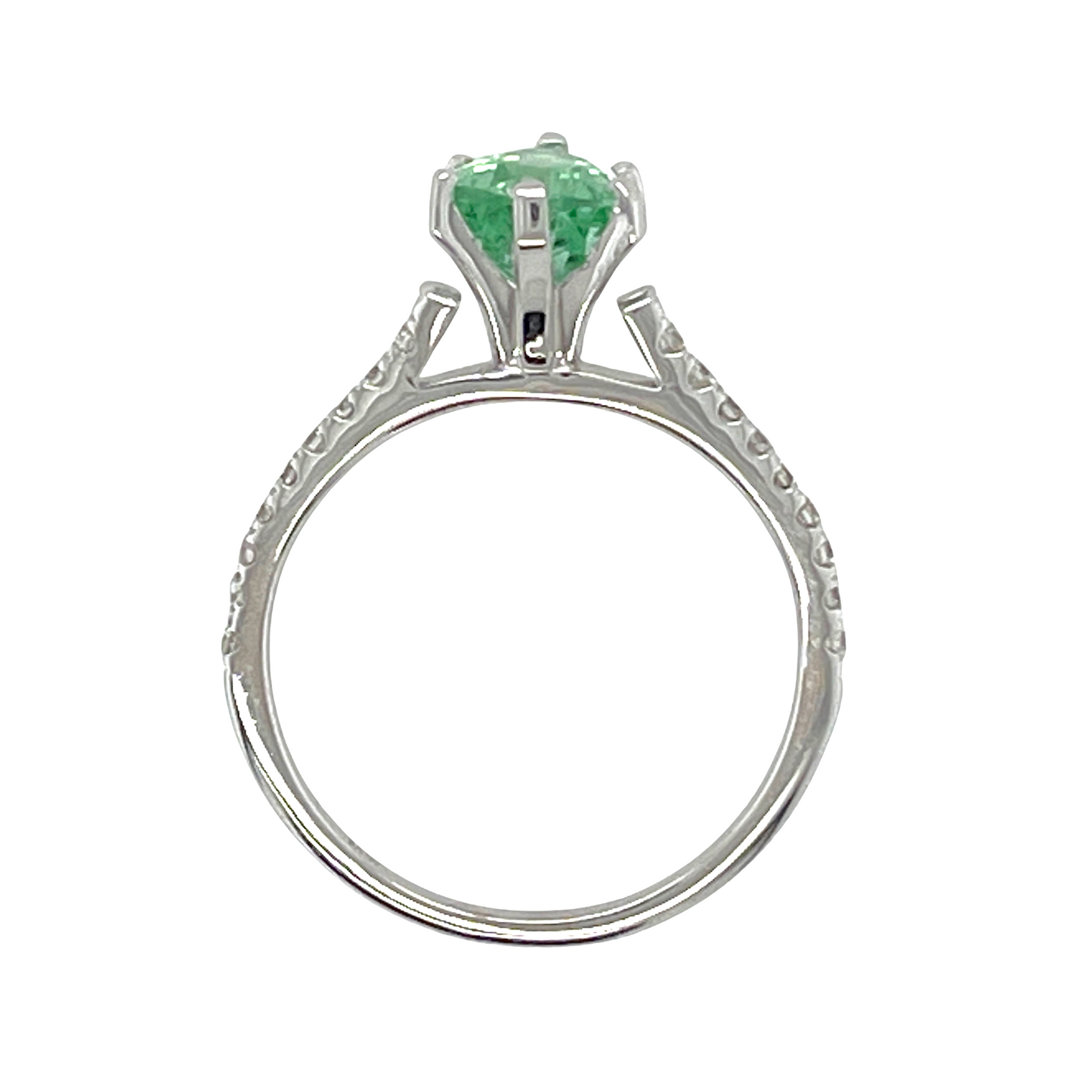 IGI 1.24 ct. Neon Green Paraiba Tourmaline & Diamond Ring in 14K White Gold