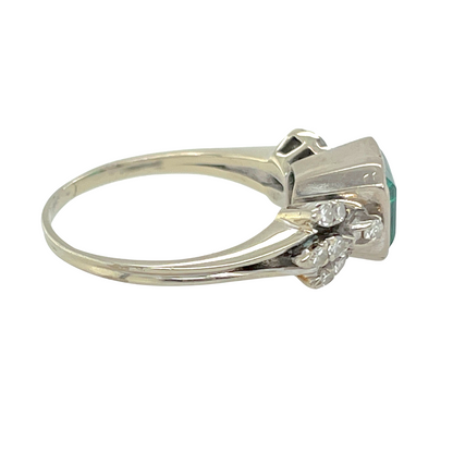 2.00 ct. Natural Colombian Emerald & Diamond Ring in 14K White Gold