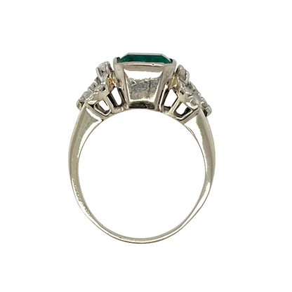 2.00 ct. Natural Colombian Emerald & Diamond Ring in 14K White Gold