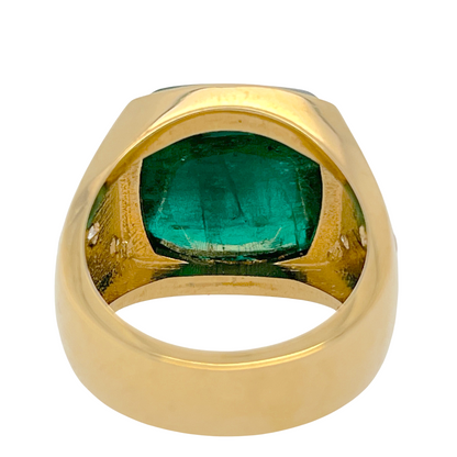 GIA 13.18 ct. Sugarloaf Emerald & Diamond Ring in 18K Gold