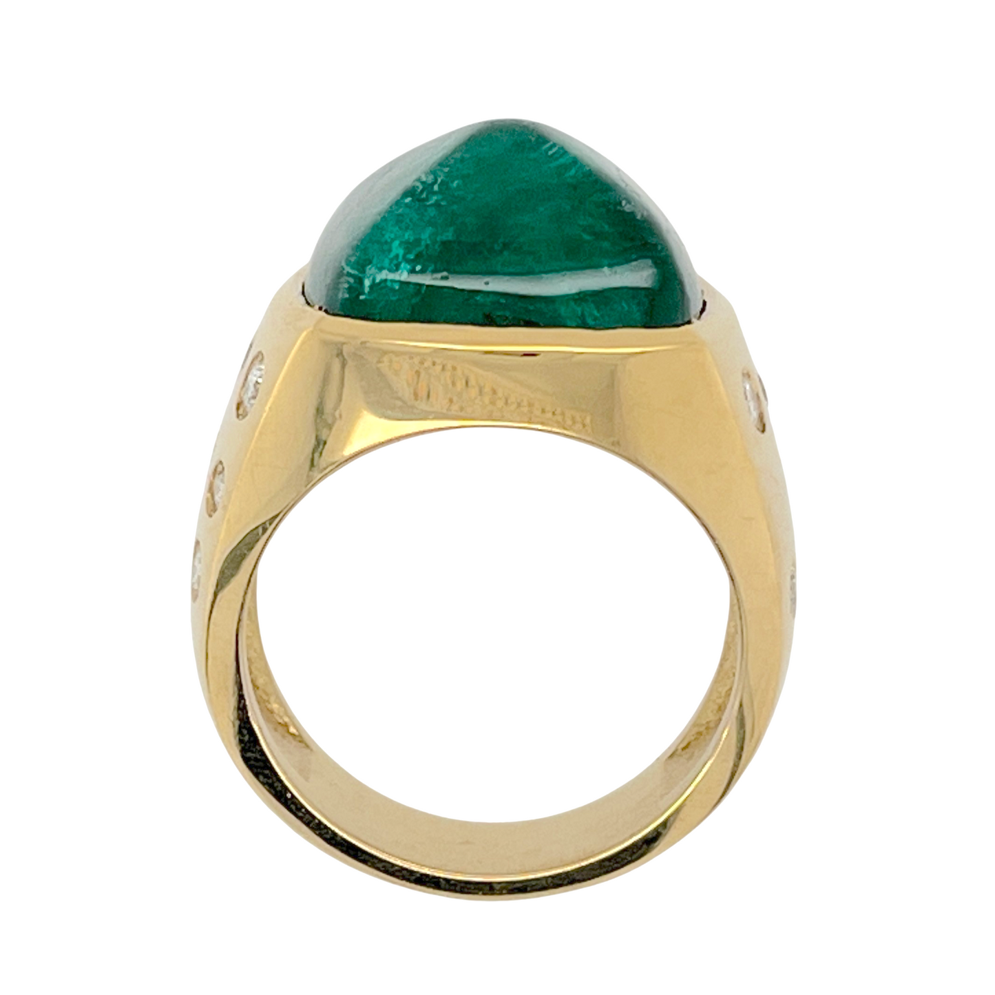 GIA 13.18 ct. Sugarloaf Emerald & Diamond Ring in 18K Gold