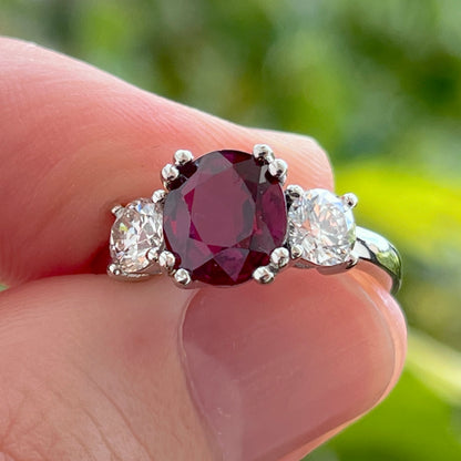 GIA 2.27 ct. No-Heat Burma Ruby & Diamond Ring in Platinum