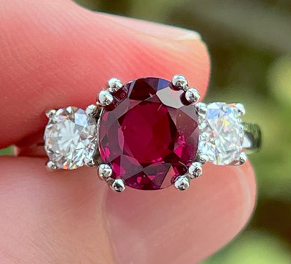 GIA 2.27 ct. No-Heat Burma Ruby & Diamond Ring in Platinum