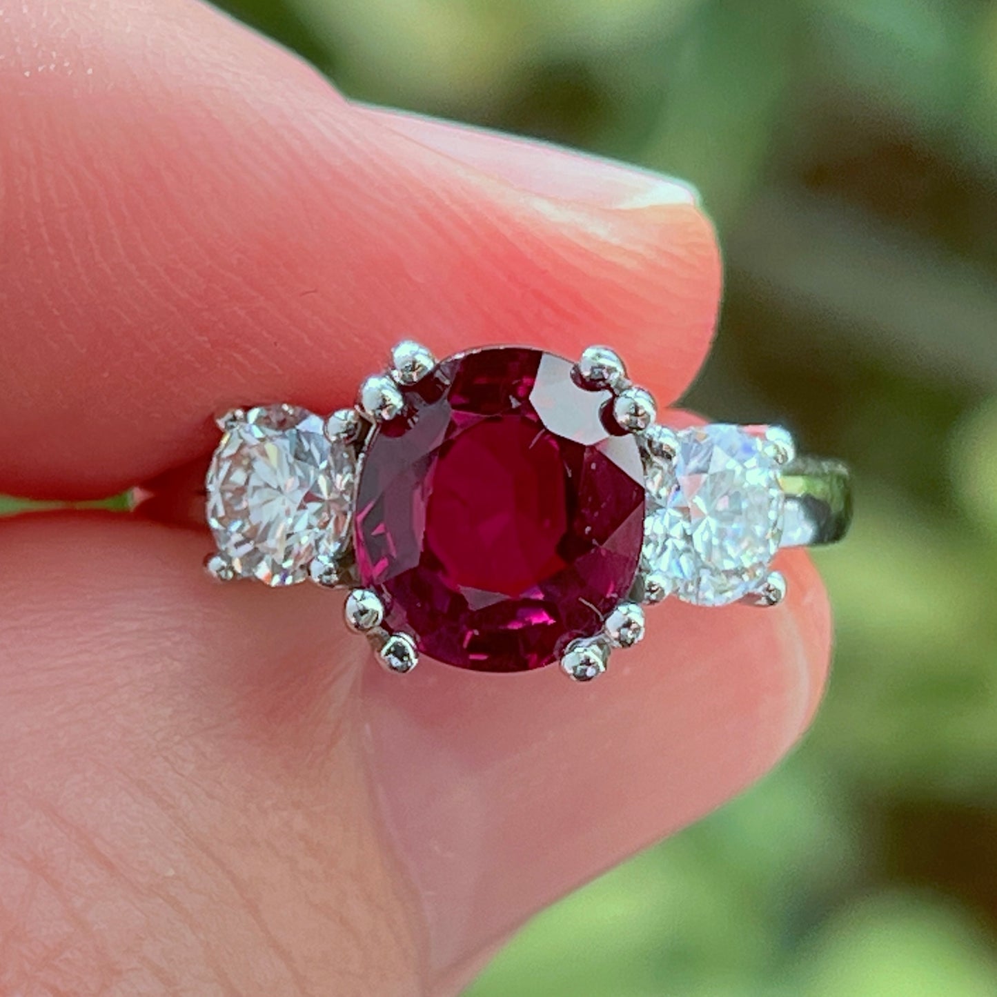 GIA 2.27 ct. No-Heat Burma Ruby & Diamond Ring in Platinum