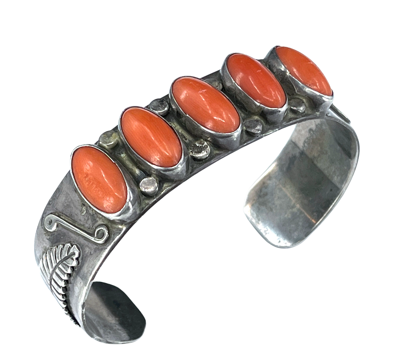 Vintage Navajo Precious Red Coral Cuff Bracelet