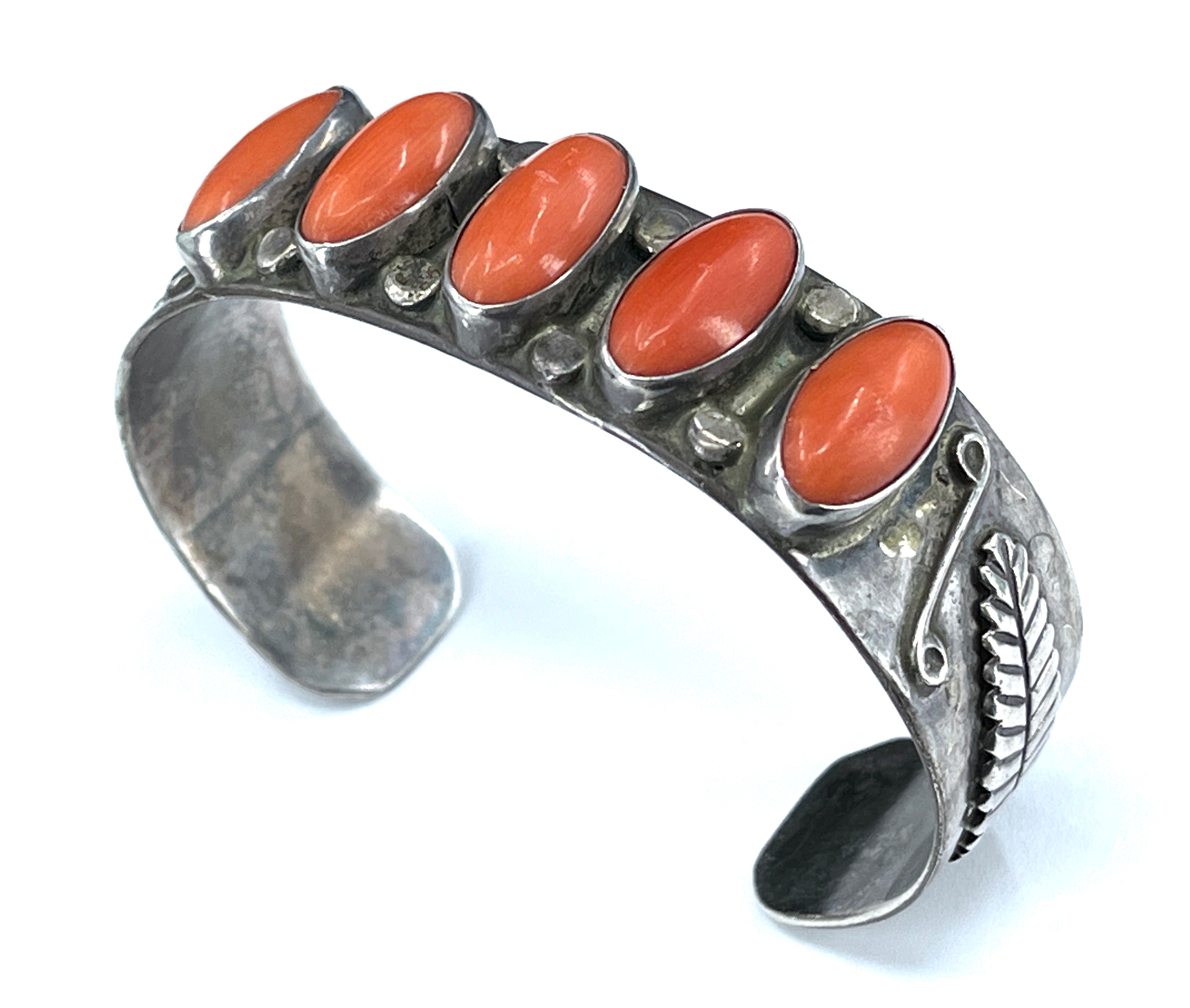 Navajo Coral Stamped Bracelet/Cuff deals #985 SIGNED