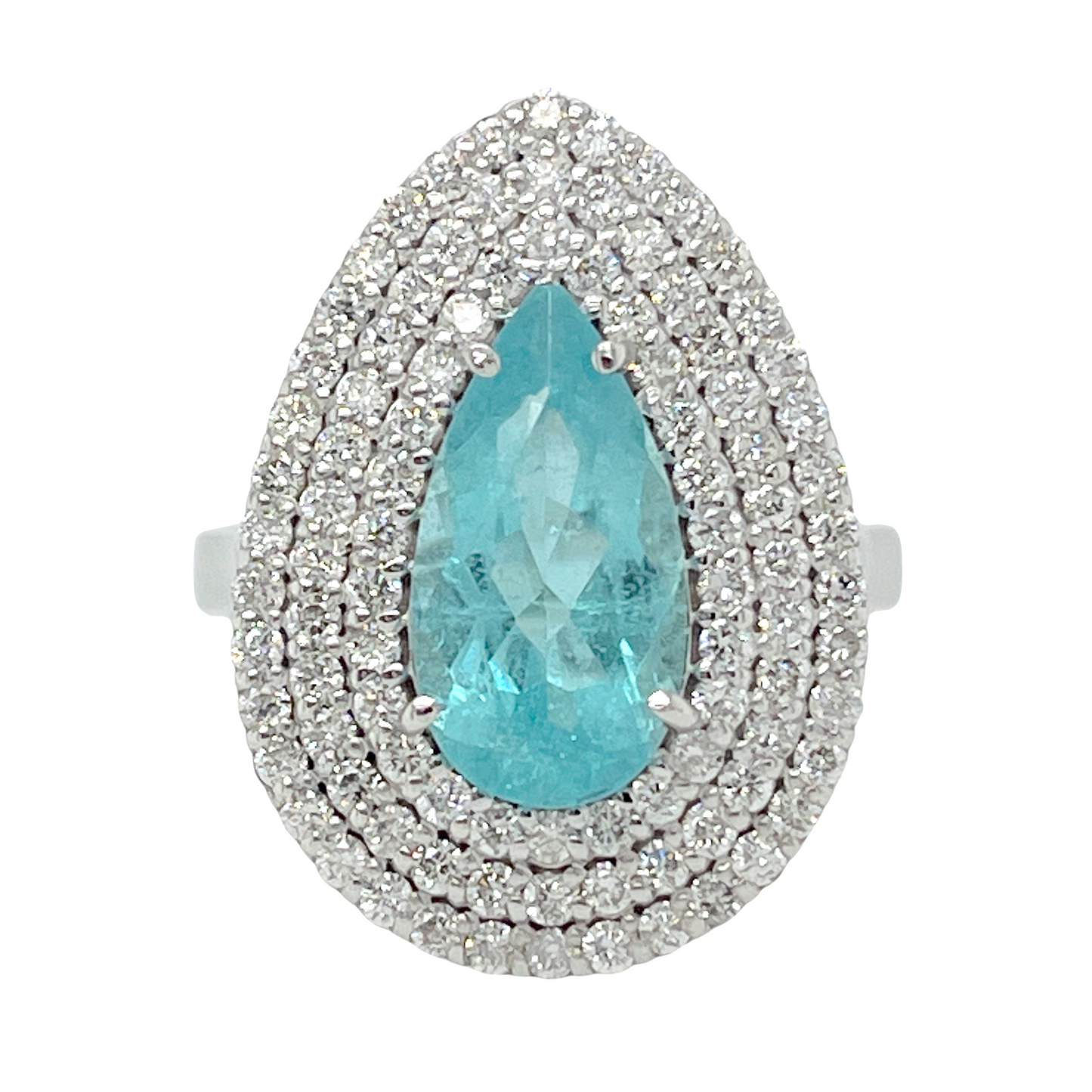 GIA Paraiba Tourmaline & Diamond Ring in 18K White Gold