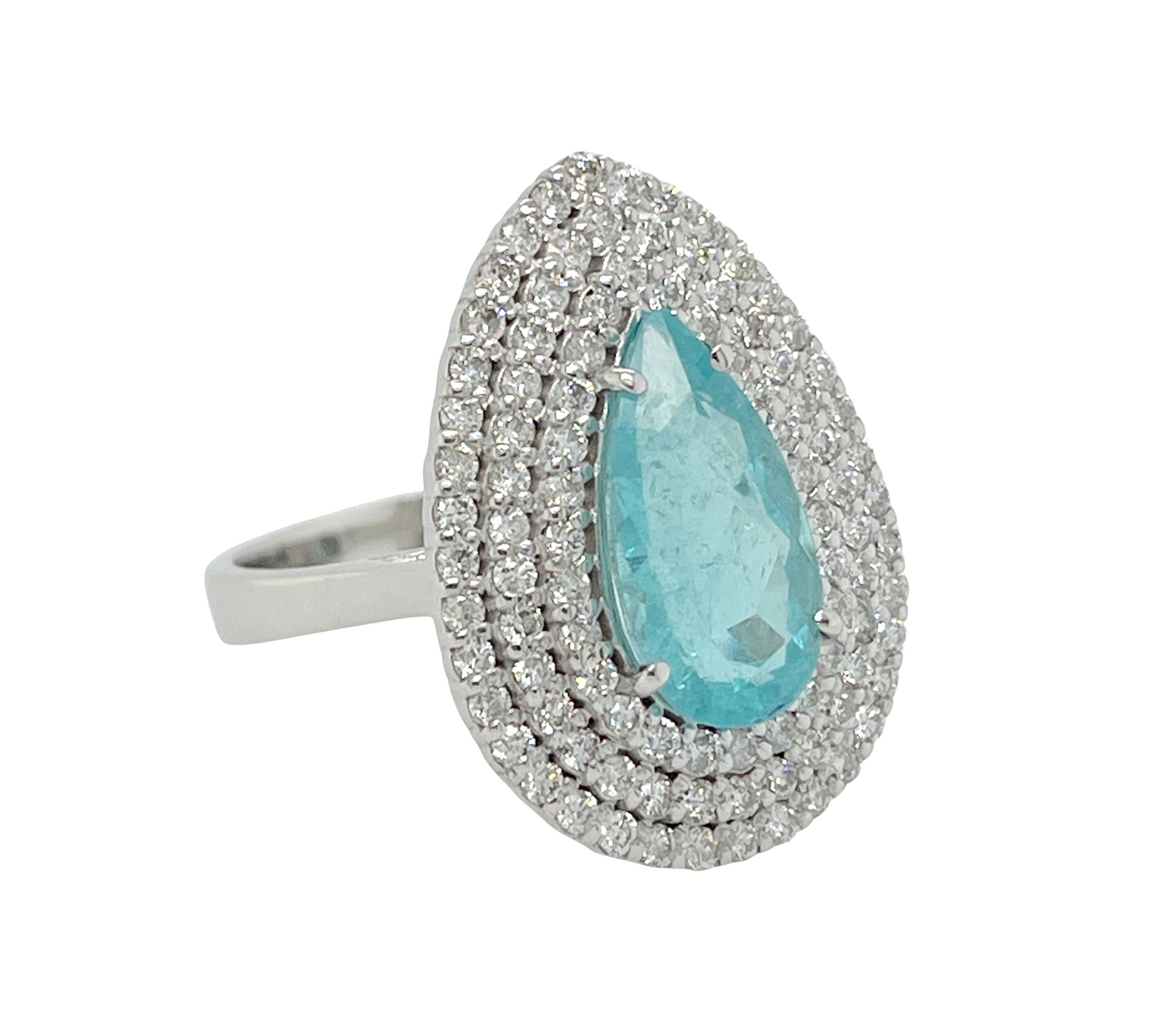 GIA Paraiba Tourmaline & Diamond Ring in 18K White Gold