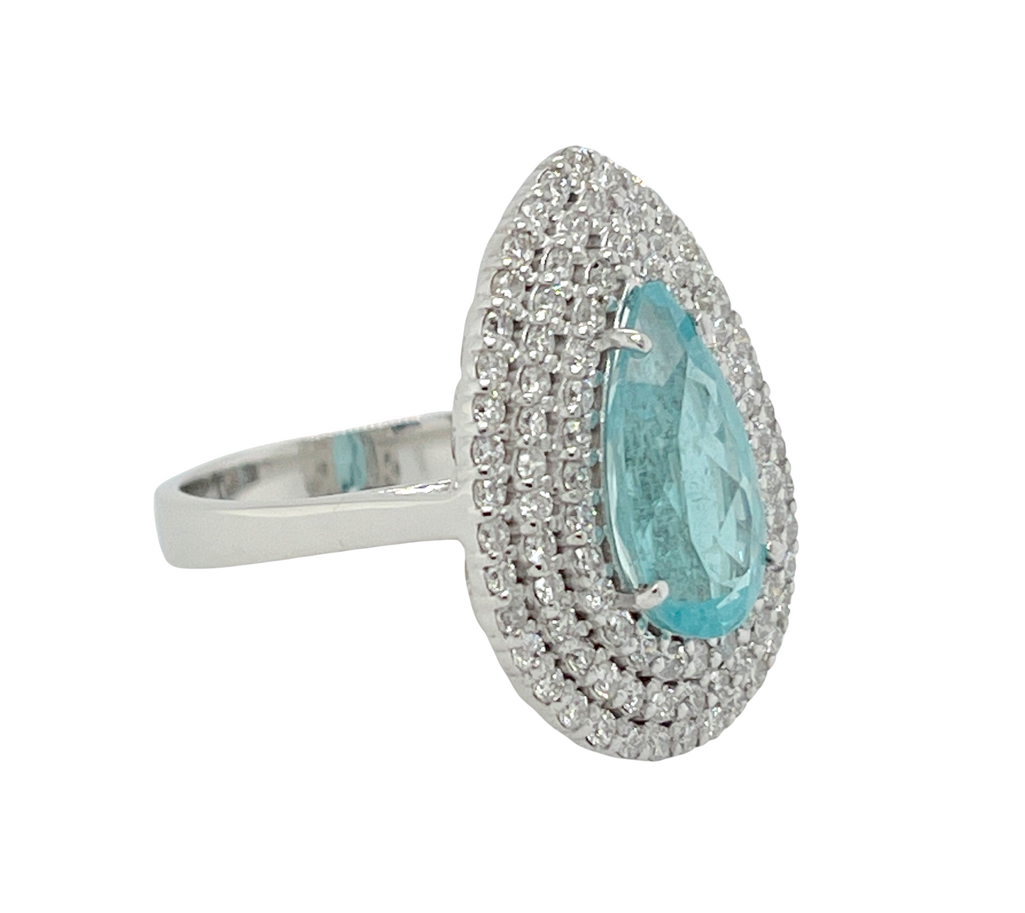 GIA Paraiba Tourmaline & Diamond Ring in 18K White Gold