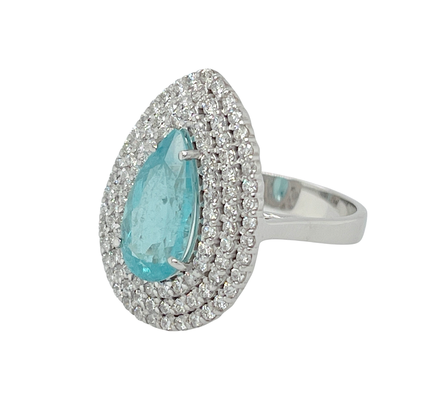 GIA Paraiba Tourmaline & Diamond Ring in 18K White Gold