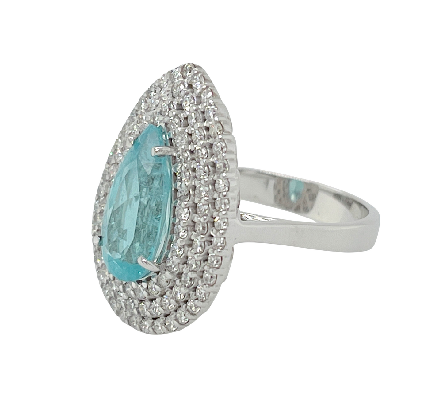 GIA Paraiba Tourmaline & Diamond Ring in 18K White Gold