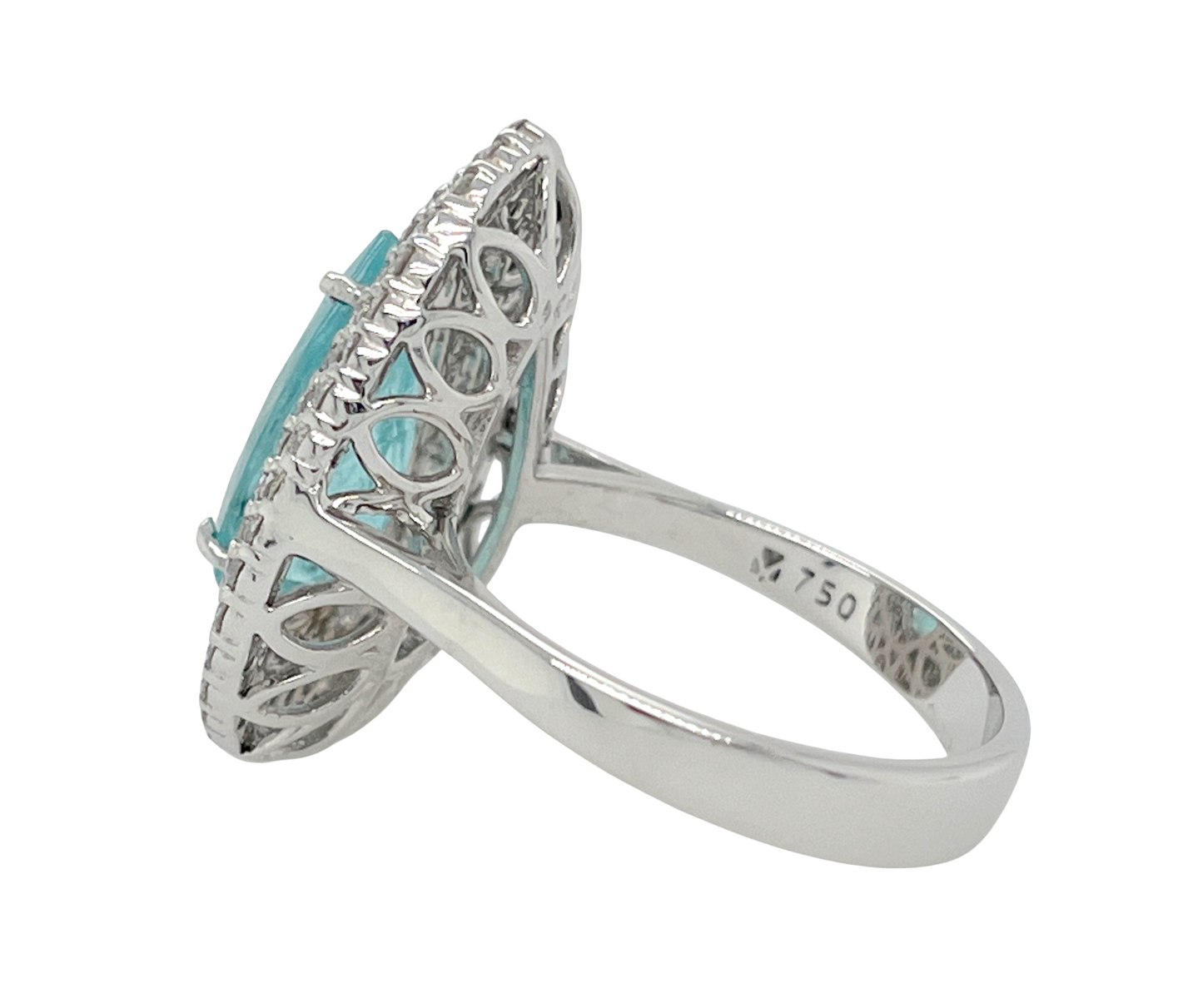 GIA Paraiba Tourmaline & Diamond Ring in 18K White Gold