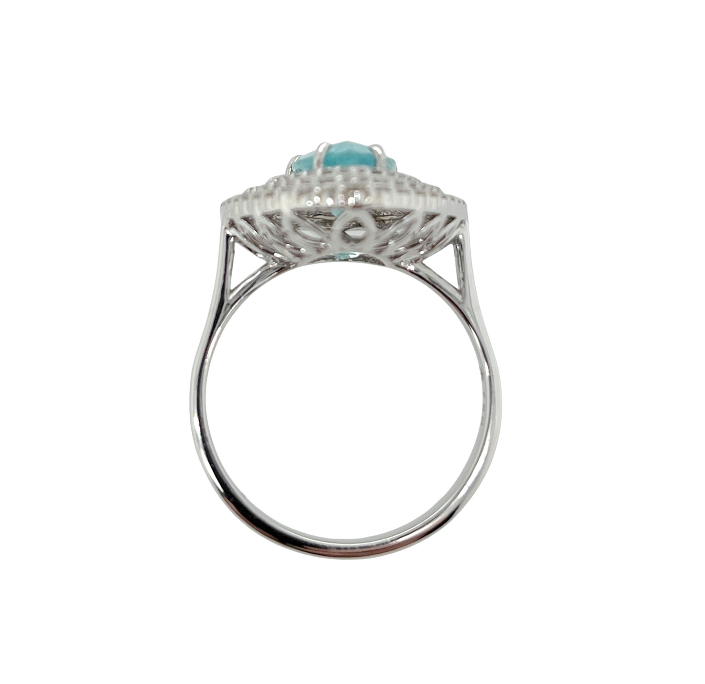 GIA Paraiba Tourmaline & Diamond Ring in 18K White Gold