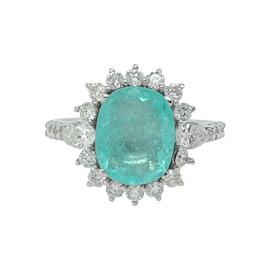 2.67 ct. Paraiba Tourmaline & Diamond Ring in 18K White Gold