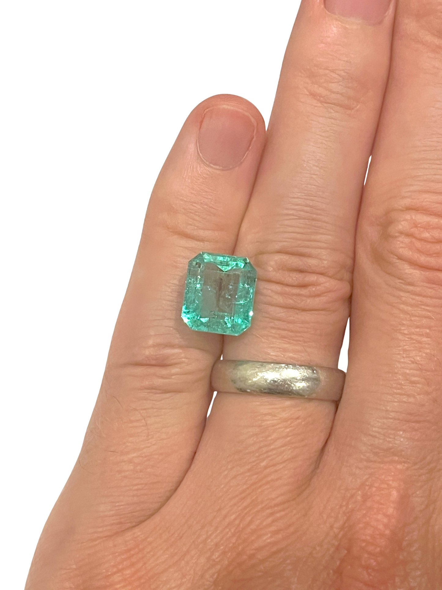 GIA 7.08 ct. Light Green Colombian Emerald