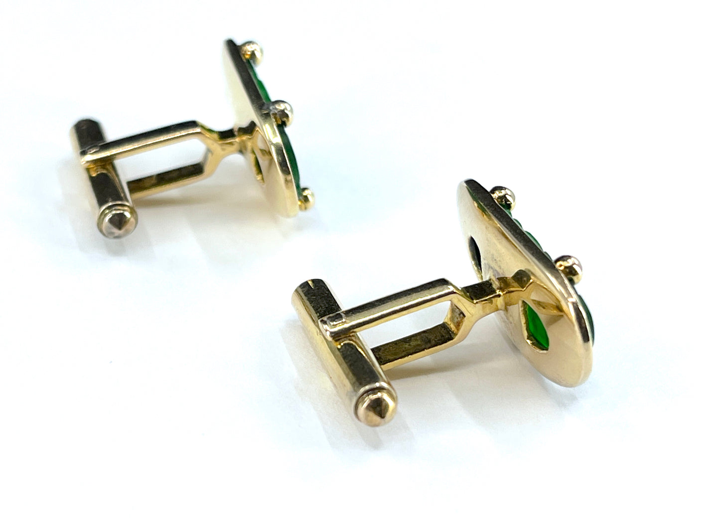 GIA Type A Jade Cufflinks in 14K Gold