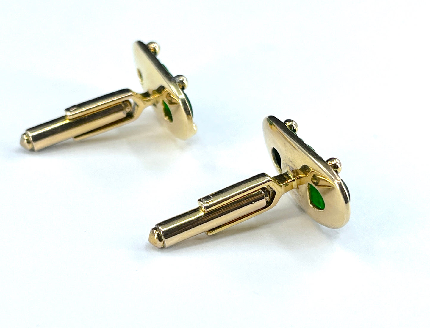 GIA Type A Jade Cufflinks in 14K Gold