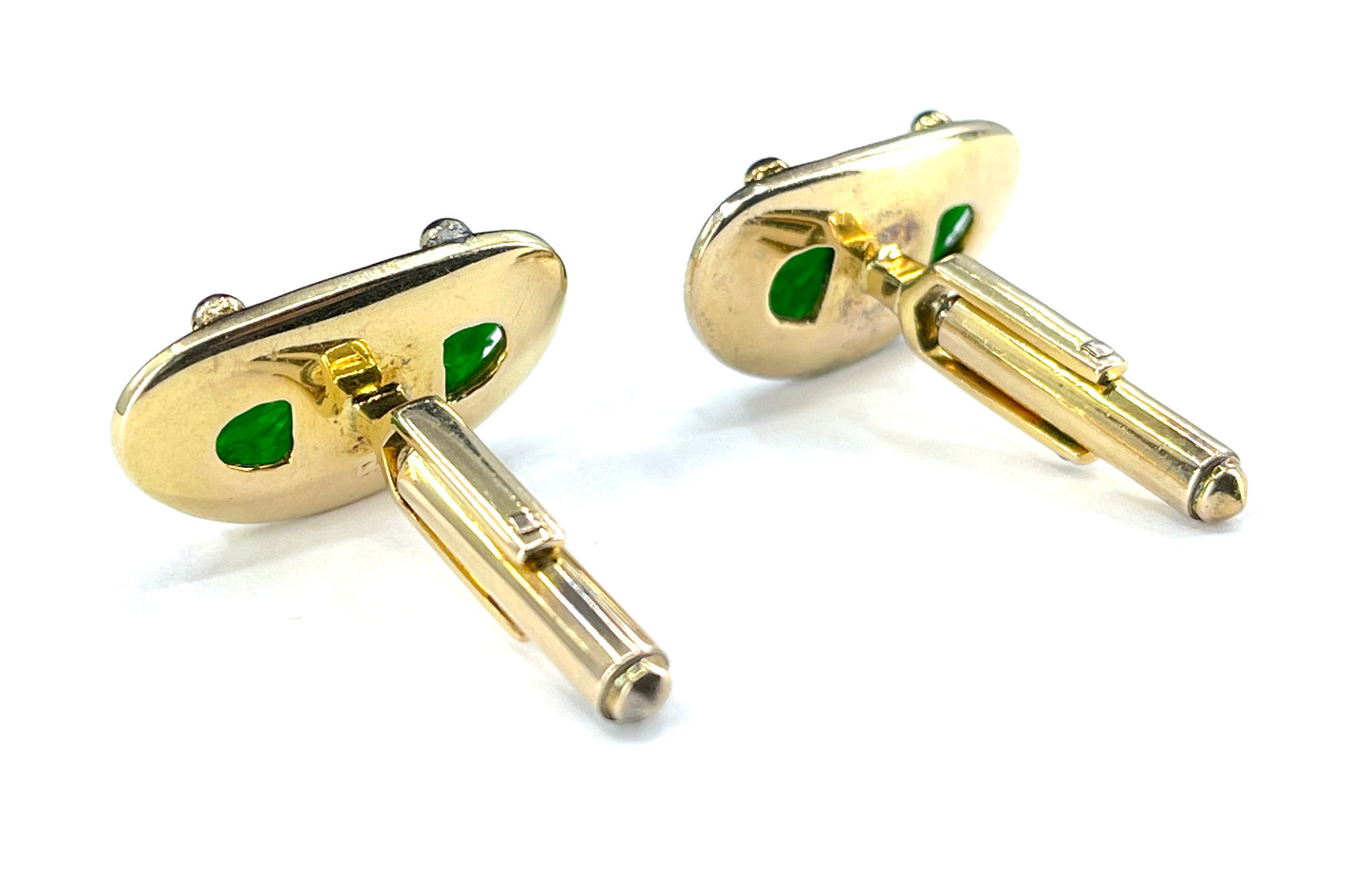 GIA Type A Jade Cufflinks in 14K Gold