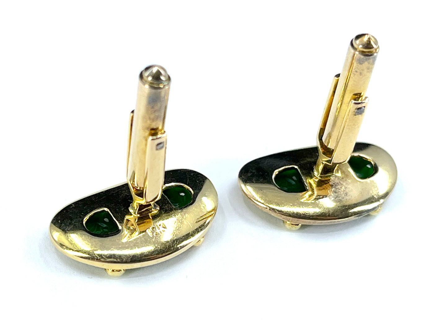 GIA Type A Jade Cufflinks in 14K Gold