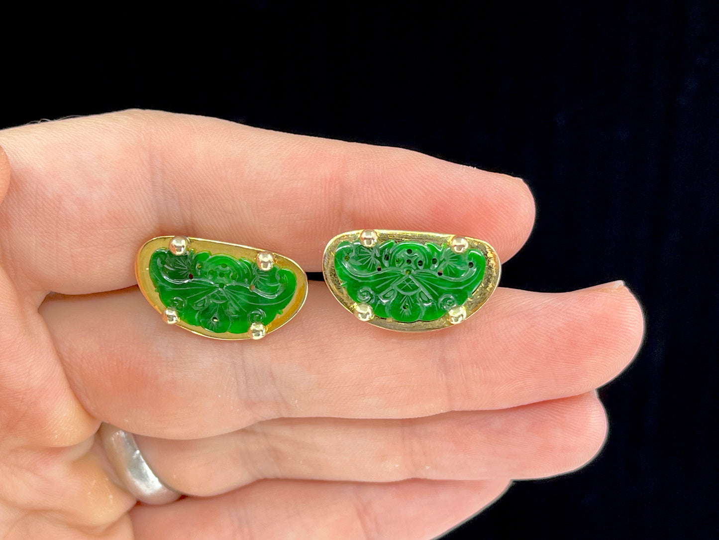 GIA Type A Jade Cufflinks in 14K Gold