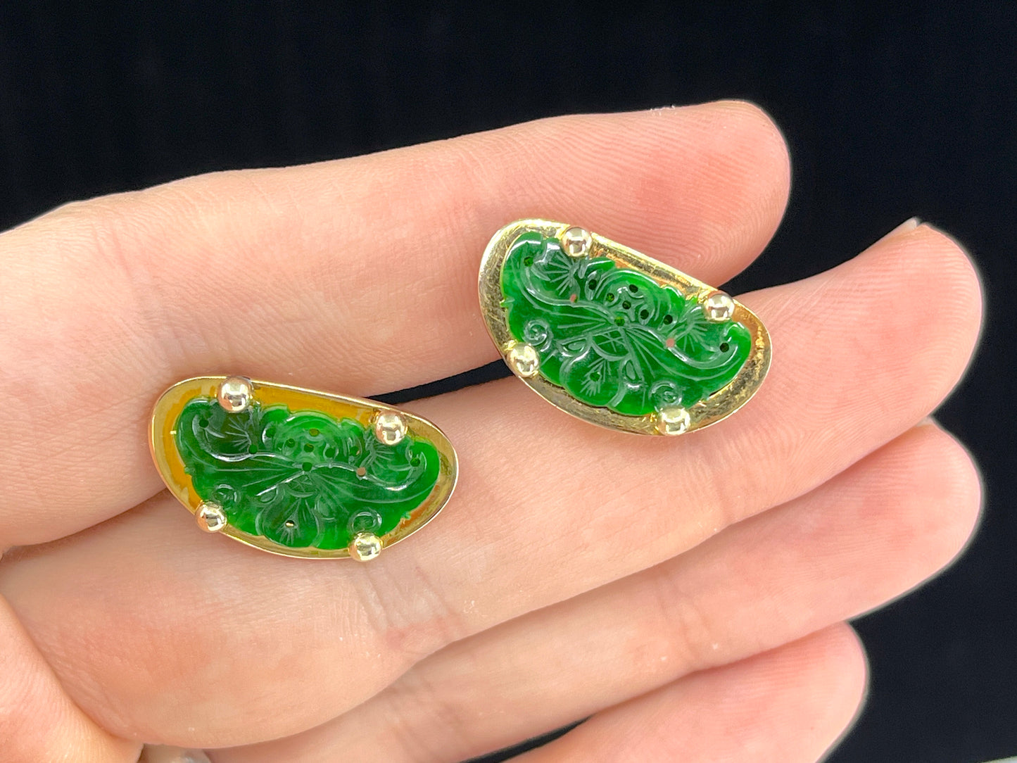 GIA Type A Jade Cufflinks in 14K Gold