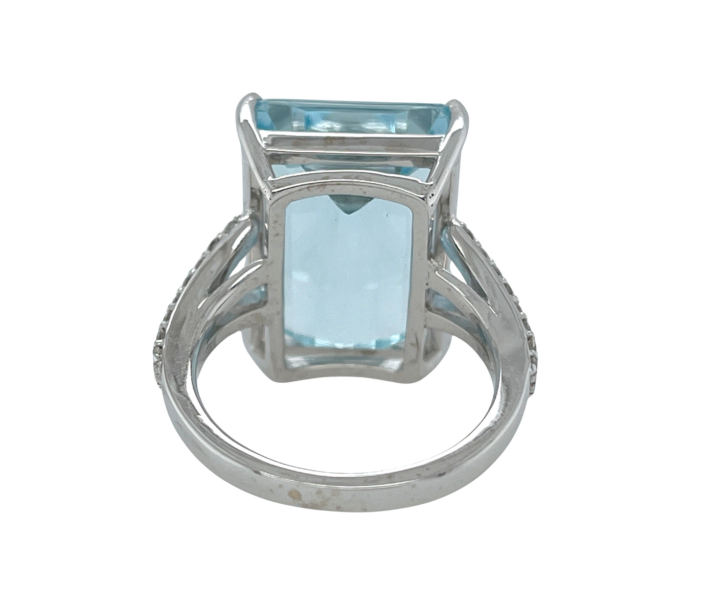 13.00 ct. Aquamarine & Diamond Ring in 14K White Gold