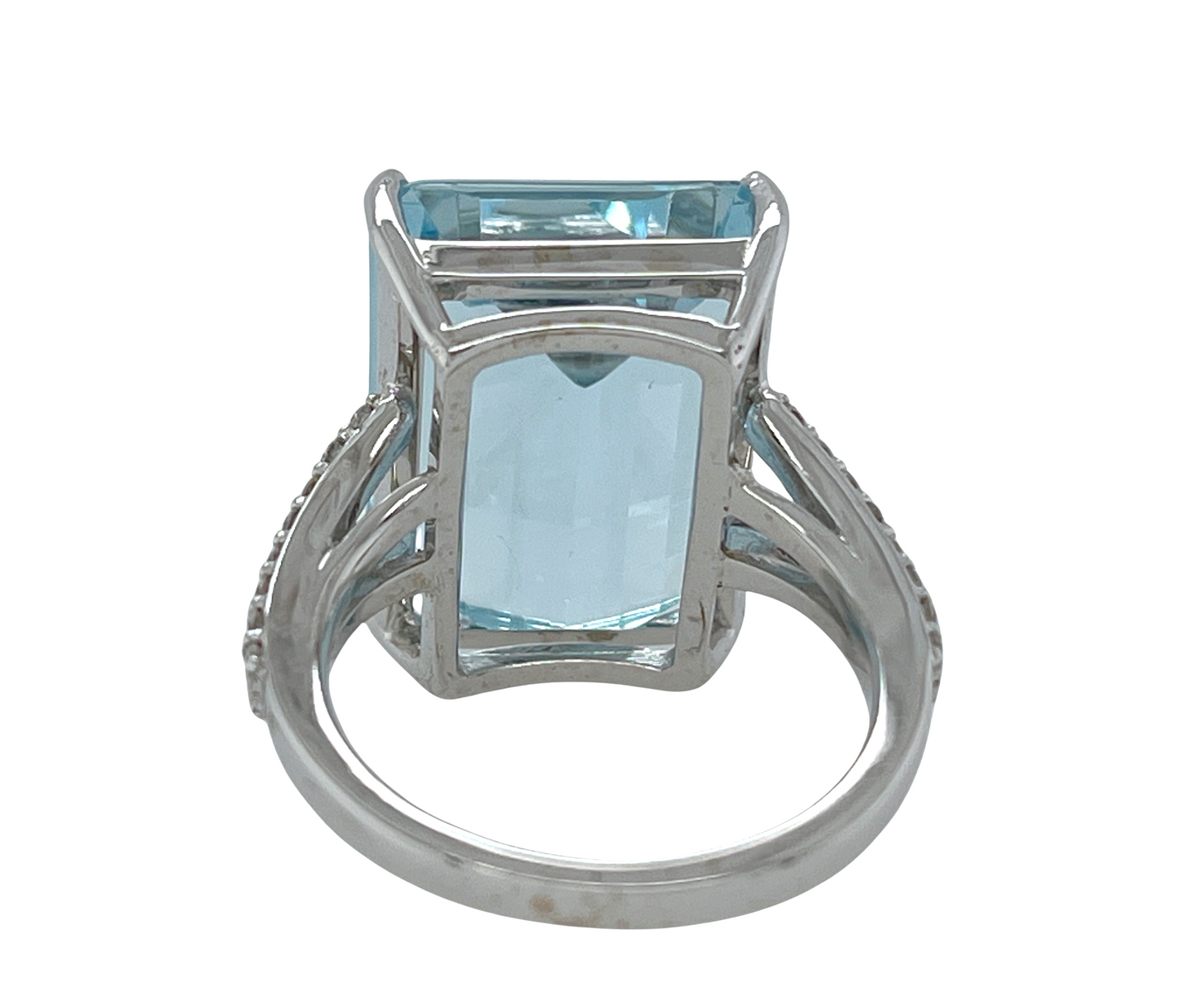 13.00 ct. Aquamarine & Diamond Ring in 14K White Gold