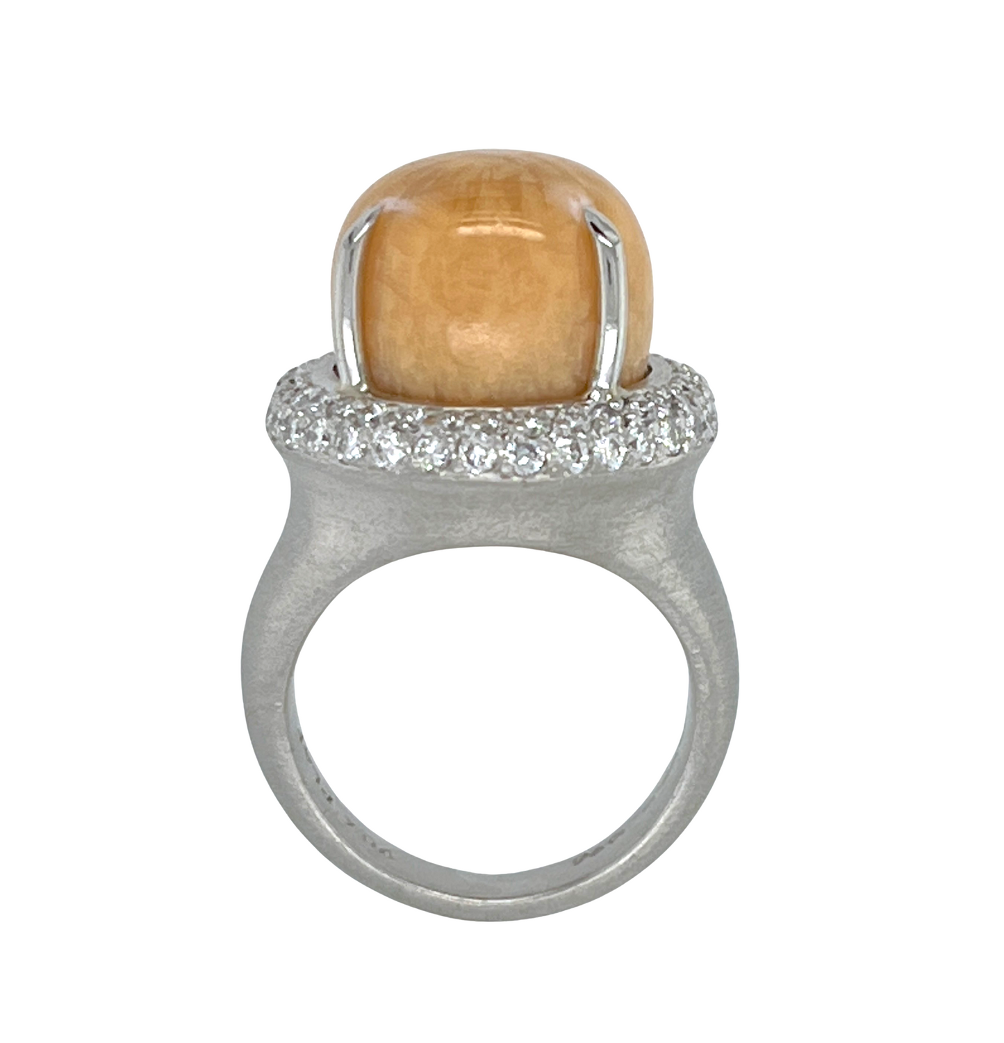 GIA 19.24 ct. Natural Melo Melo Pearl & Diamond Ring in Platinum