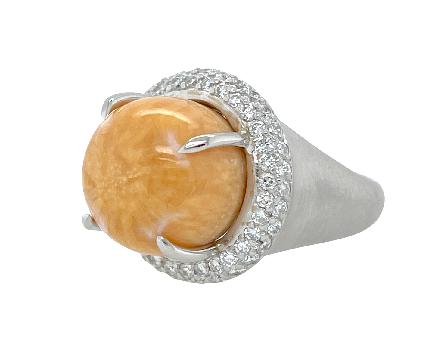 GIA 19.24 ct. Natural Melo Melo Pearl & Diamond Ring in Platinum