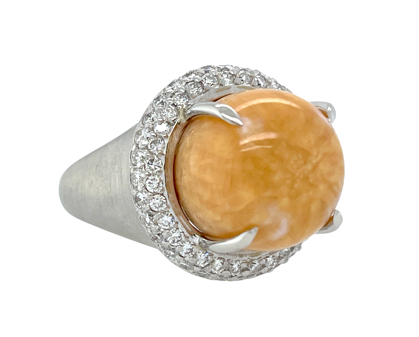 GIA 19.24 ct. Natural Melo Melo Pearl & Diamond Ring in Platinum