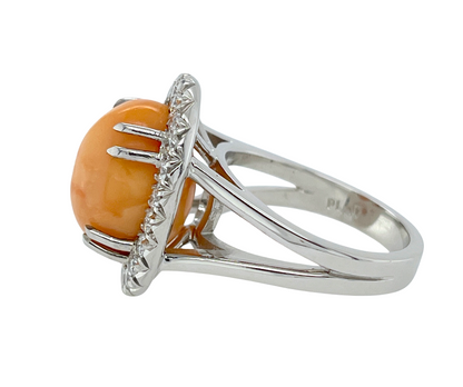 GIA 11.45 ct. Natural Melo Melo Pearl & Diamond Ring in Platinum