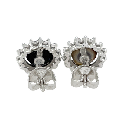 GIA 2.99 ctw. Natural Quahog Pearl & Diamond Earrings in Platinum