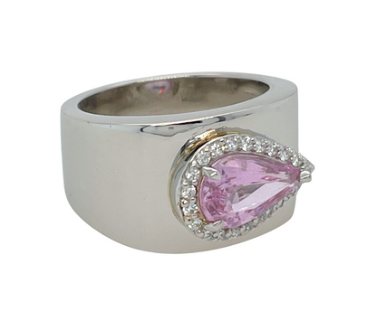 GIA 1.77 ct. No-Heat Padparadscha Sapphire & Diamond Ring in Platinum