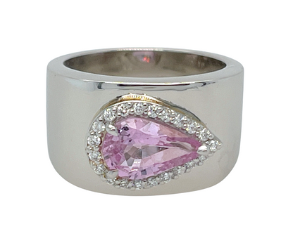 GIA 1.77 ct. No-Heat Padparadscha Sapphire & Diamond Ring in Platinum