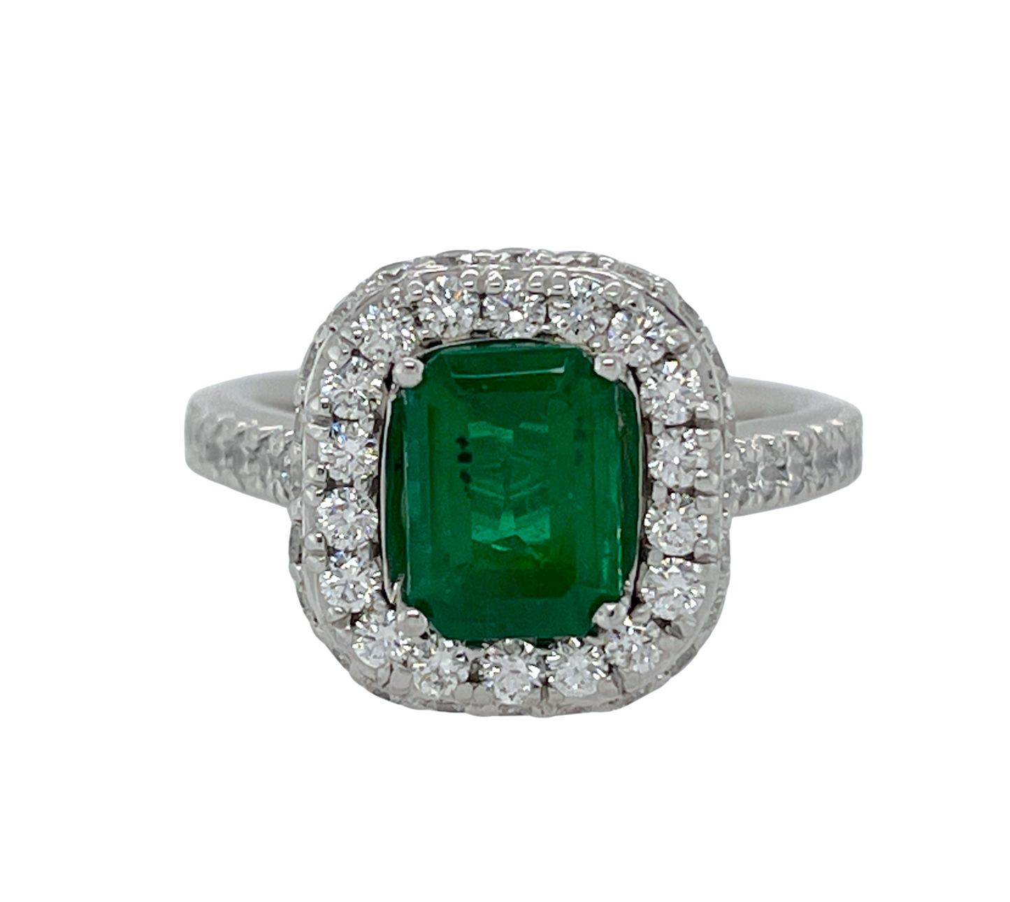 GIA 1.62 ct. Zambian Emerald & Diamond Ring in Platinum