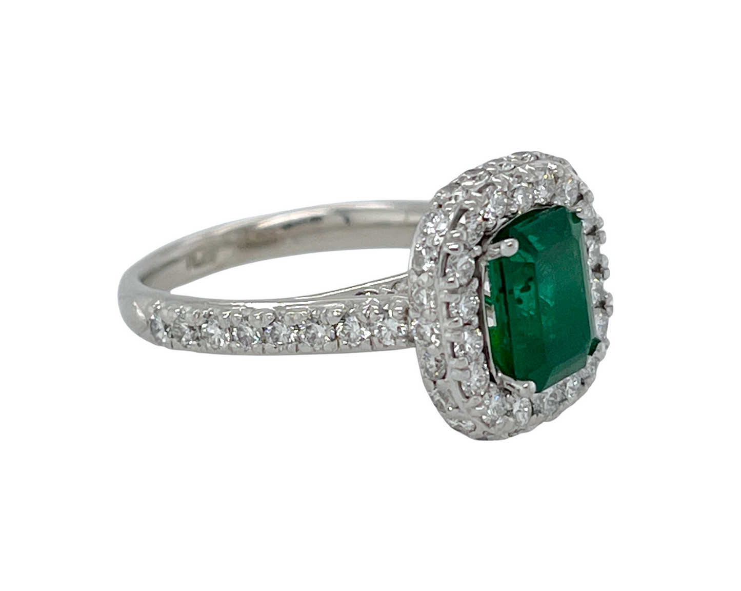 GIA 1.62 ct. Zambian Emerald & Diamond Ring in Platinum