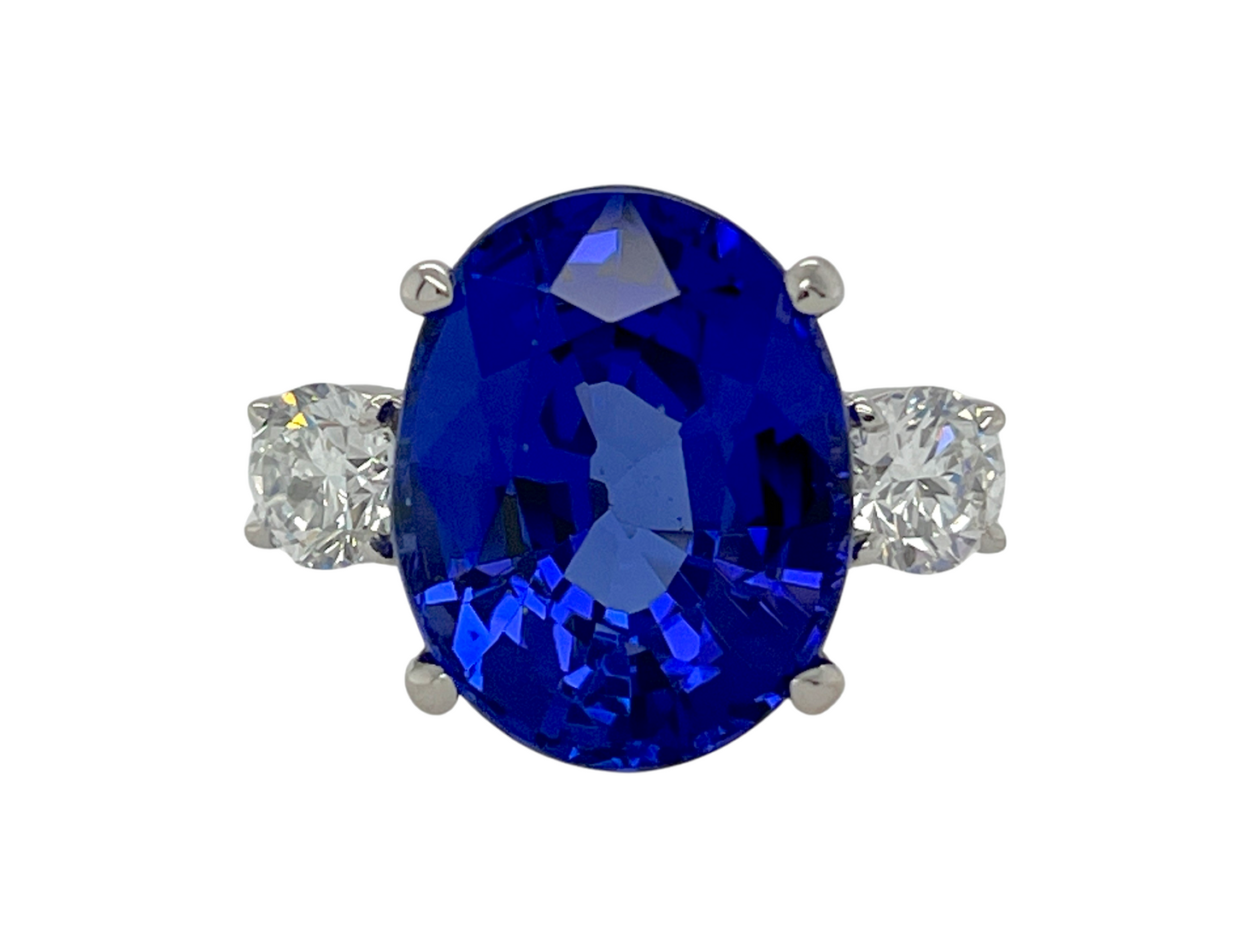 GIA 11.28 ct. Tanzanite & Diamond Ring in 18K White Gold