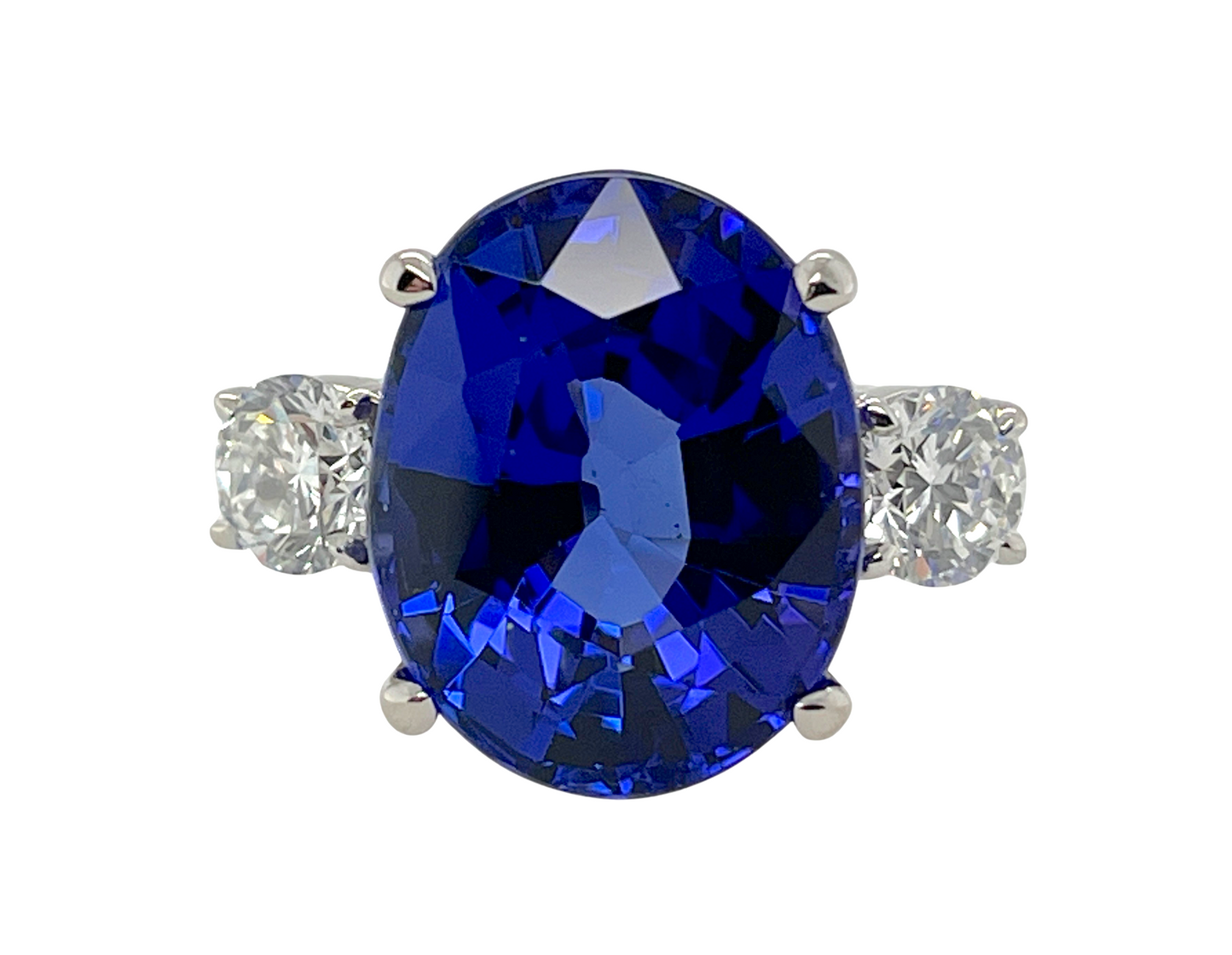 GIA 11.28 ct. Tanzanite & Diamond Ring in 18K White Gold
