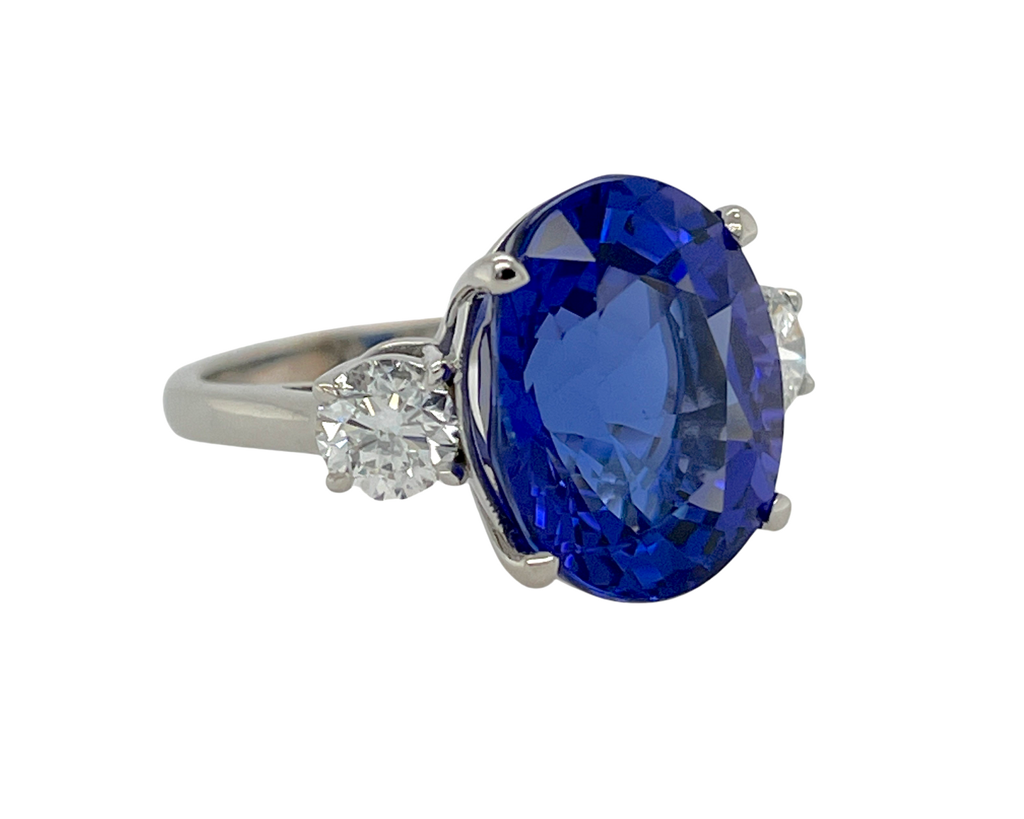 GIA 11.28 ct. Tanzanite & Diamond Ring in 18K White Gold