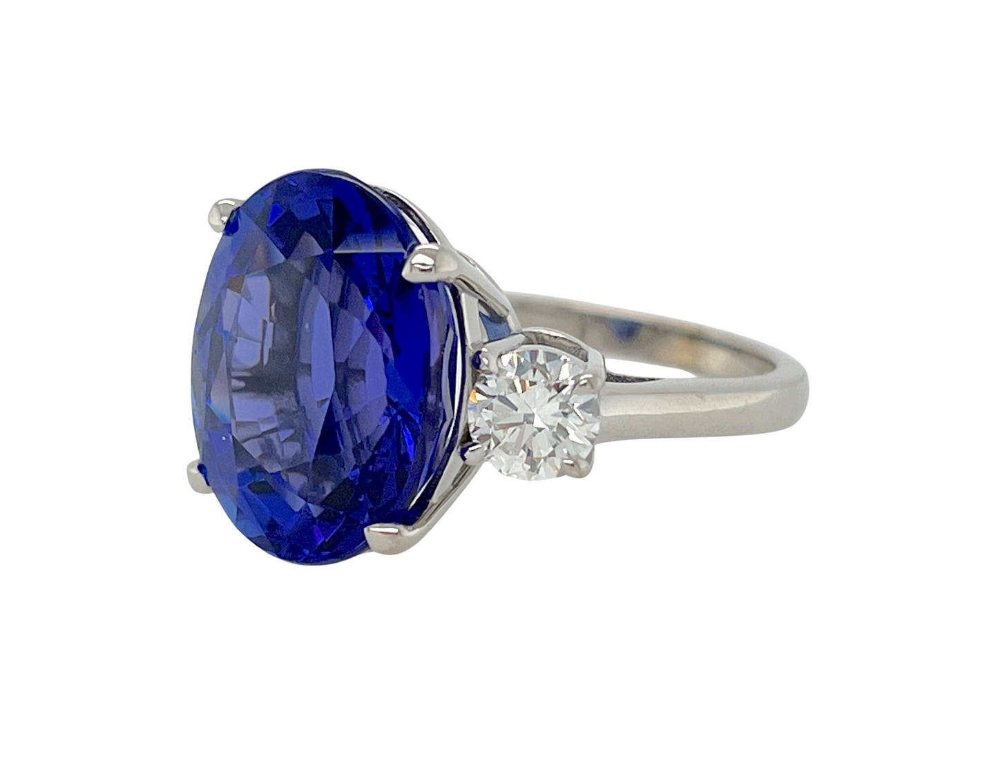 GIA 11.28 ct. Tanzanite & Diamond Ring in 18K White Gold