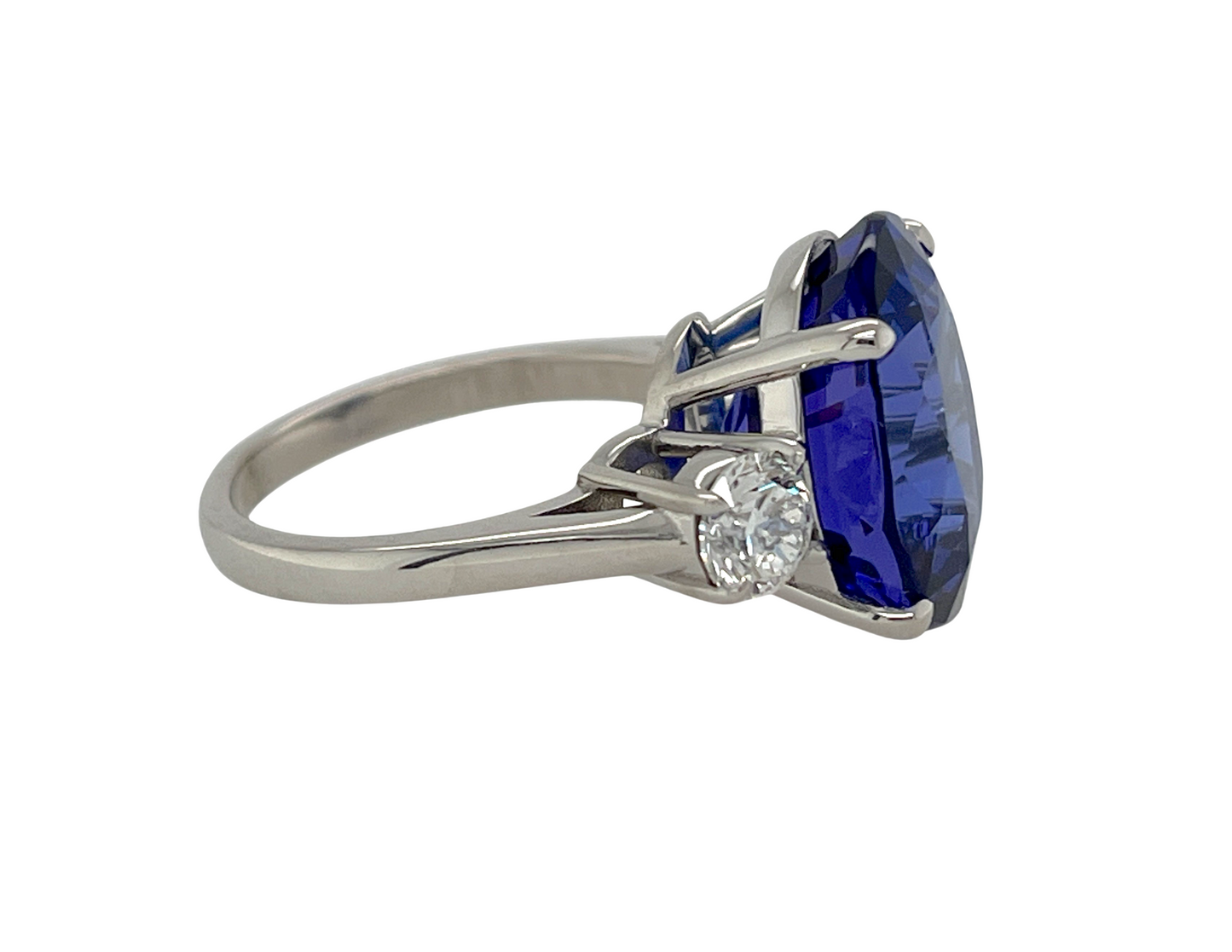 GIA 11.28 ct. Tanzanite & Diamond Ring in 18K White Gold