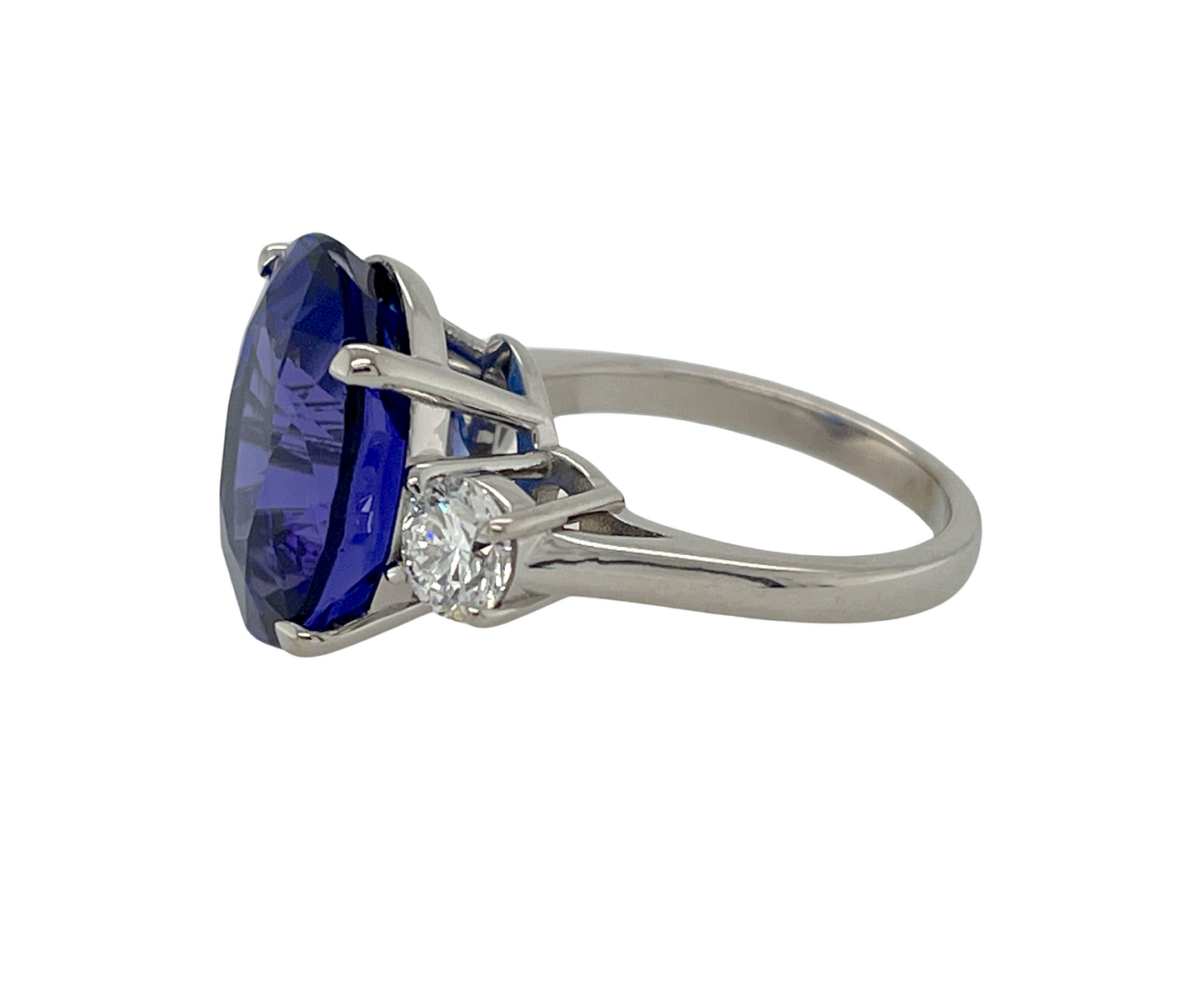 GIA 11.28 ct. Tanzanite & Diamond Ring in 18K White Gold