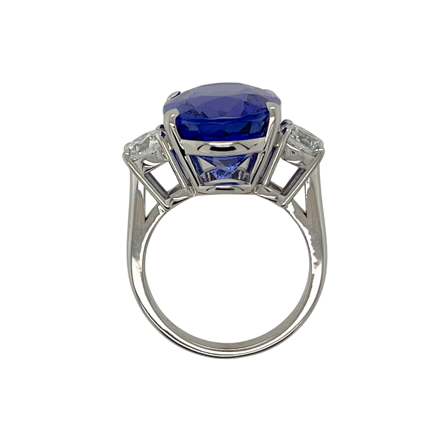 GIA 11.28 ct. Tanzanite & Diamond Ring in 18K White Gold