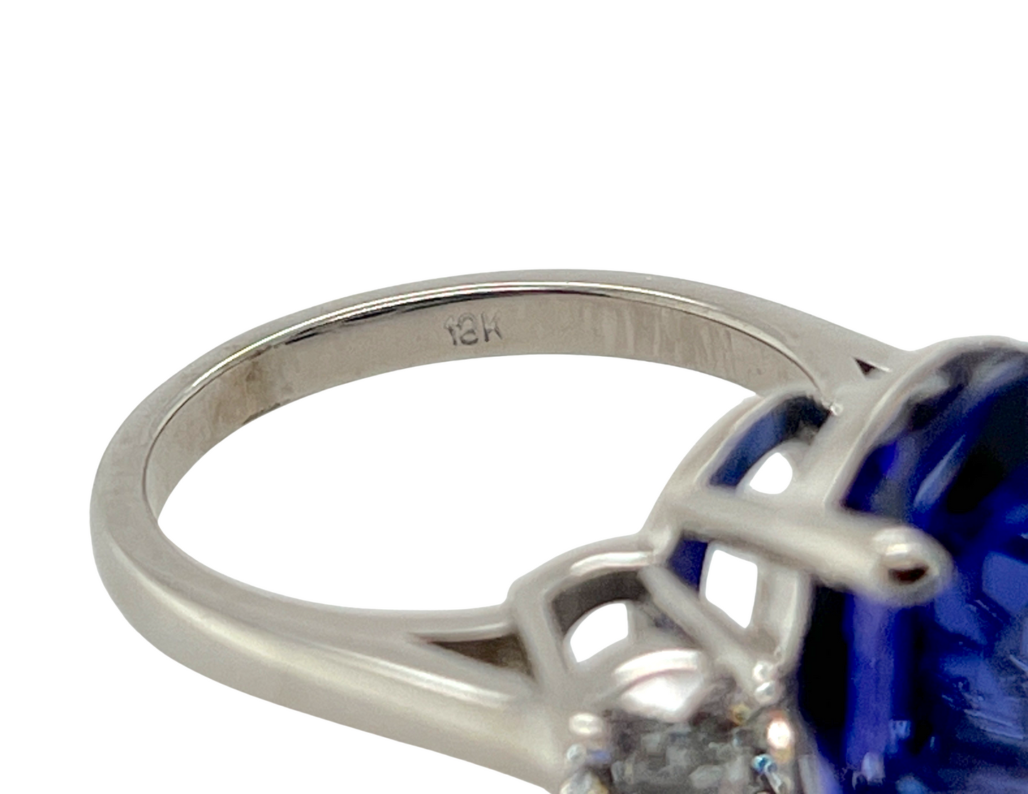 GIA 11.28 ct. Tanzanite & Diamond Ring in 18K White Gold