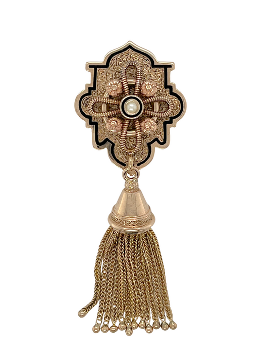 Victorian Era Taille d'Epargné Slide Pendant in 10K Gold