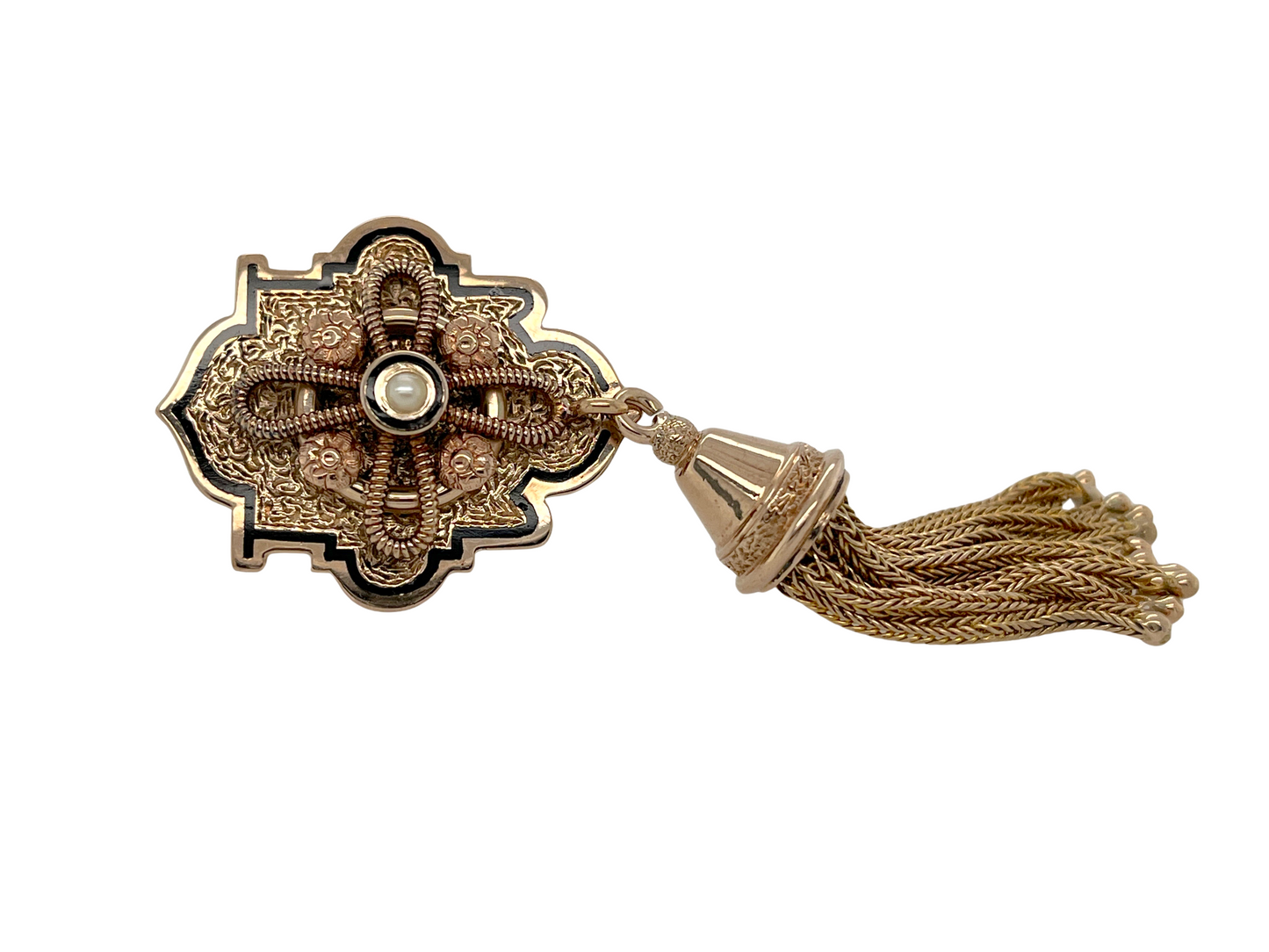 Victorian Era Taille d'Epargné Slide Pendant in 10K Gold