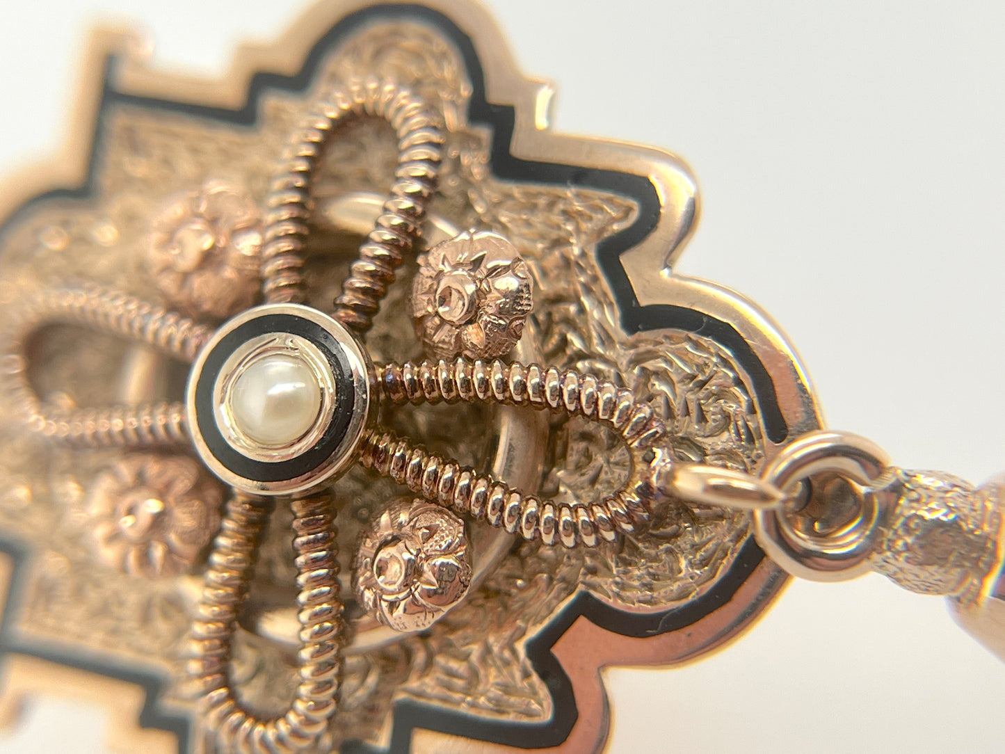 Victorian Era Taille d'Epargné Slide Pendant in 10K Gold