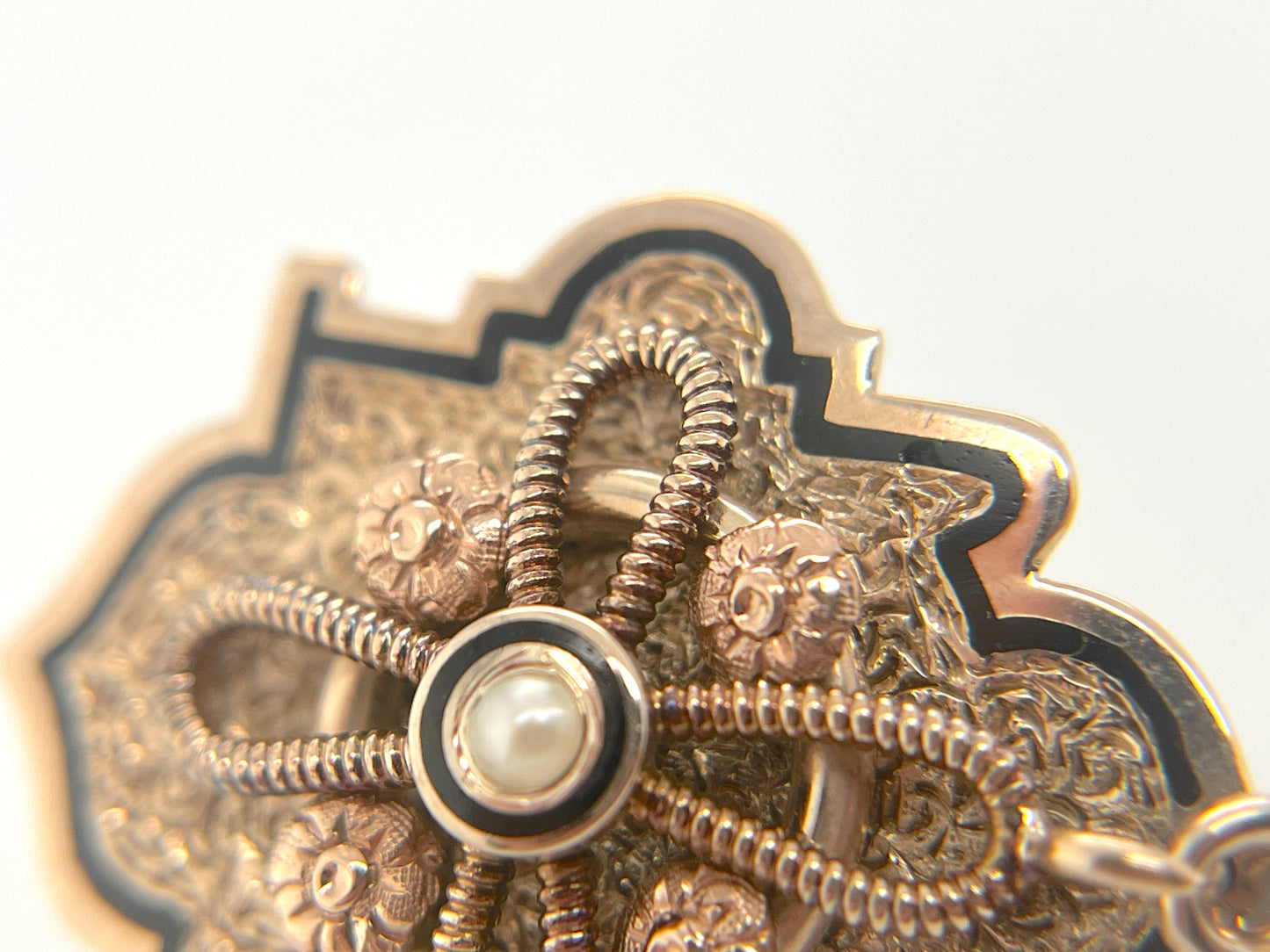 Victorian Era Taille d'Epargné Slide Pendant in 10K Gold